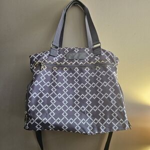 Sarah Wells Breast Pump Bag Gray Geometric Purple Interior